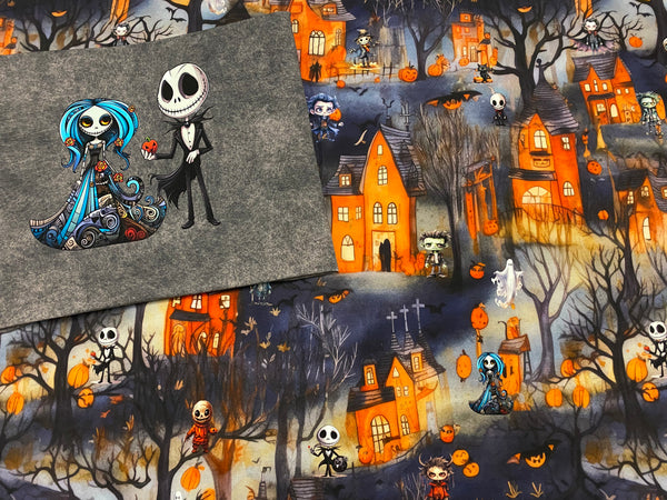 Fabric Halloween NBC Jack and Sally Spooky Characters