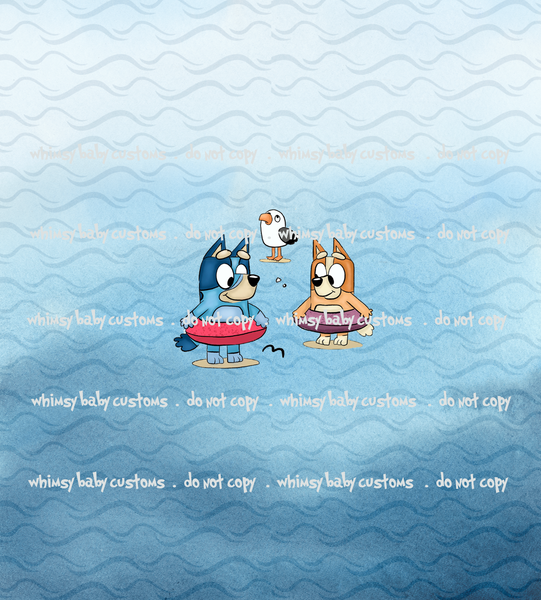 Monthly Group Preorder - Fabric Blue Heeler at the Beach Half and Half