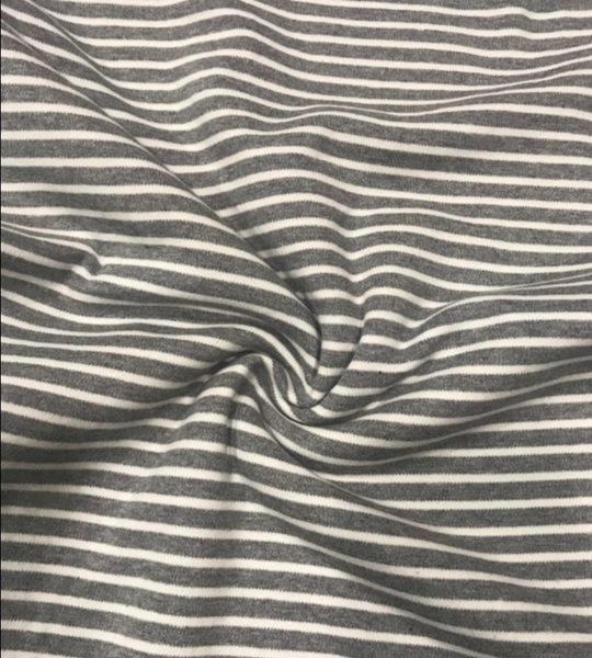 Organic Cotton Heather Stripes Interlock Fabric - Medium Grey