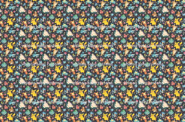 Monthly Group Preorder - Poke Mon Scribble Main Print Fabric