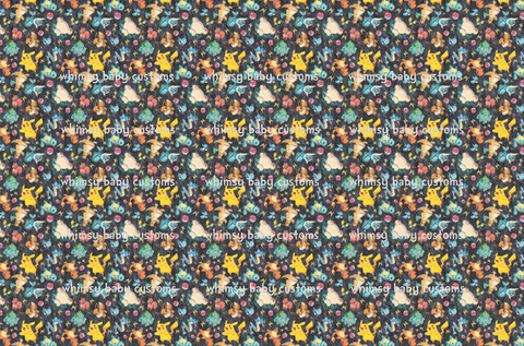 Monthly Group Preorder - Poke Mon Scribble Main Print Fabric