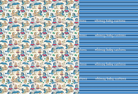 Monthly Group Preorder - Fabric Blue Heeler at the Beach Half and Half