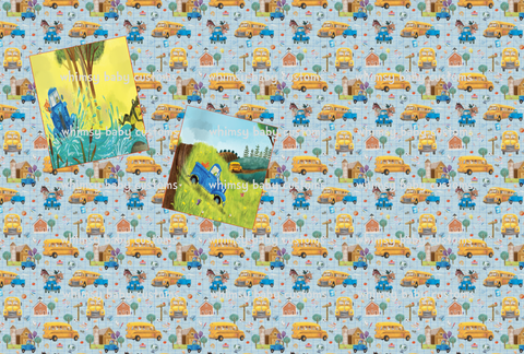 Fabric LBT Time for School Main on BLUE