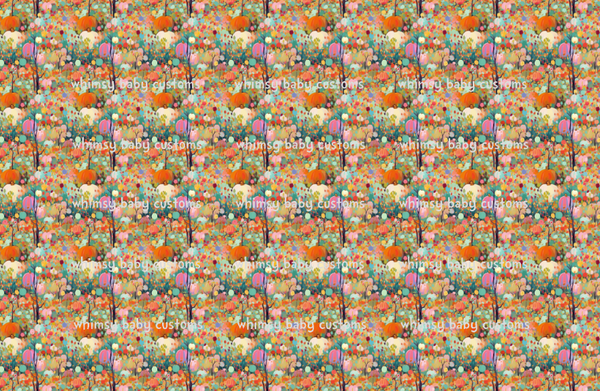 Fabric Watercolour Pumpkins and Flowers