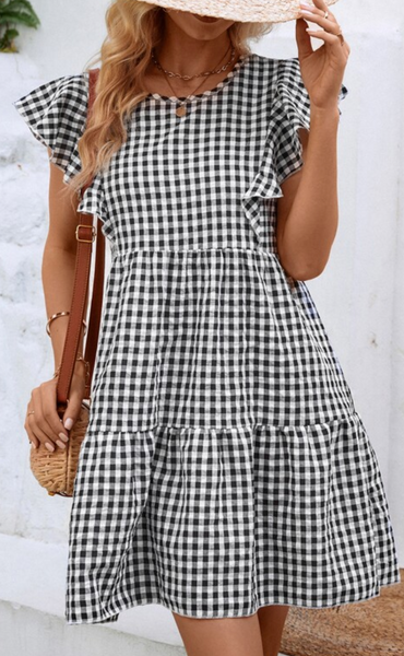 Black Grey Gingham on Woven