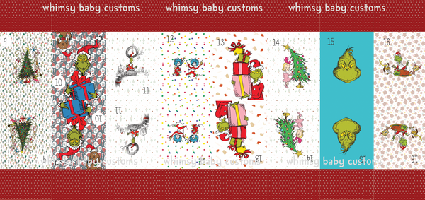 Fabric Advent Calendar Bag Panels Dr. S and the Grumpy Green Guy Collection