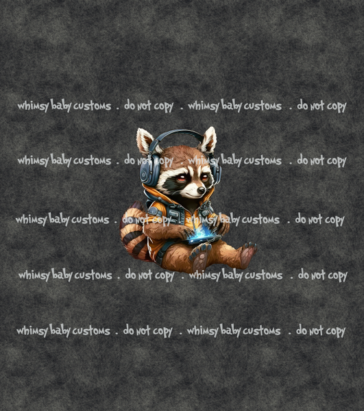 557 Child Panel Raccoon Grunge Gamer