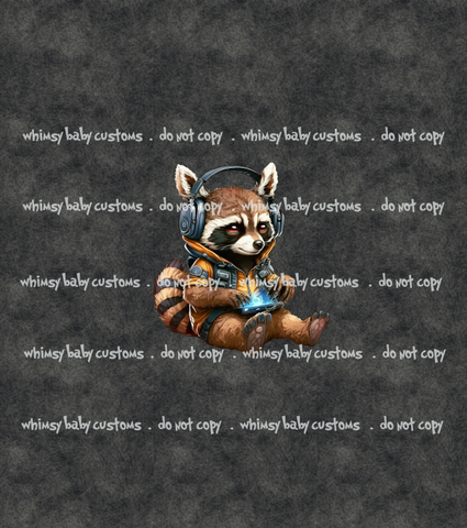 557 Child Panel Raccoon Grunge Gamer