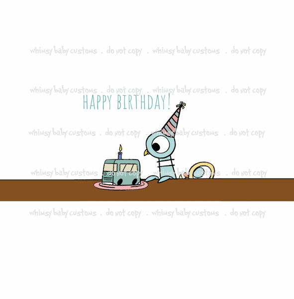 874 Child Panel Pigeon Happy Birthday