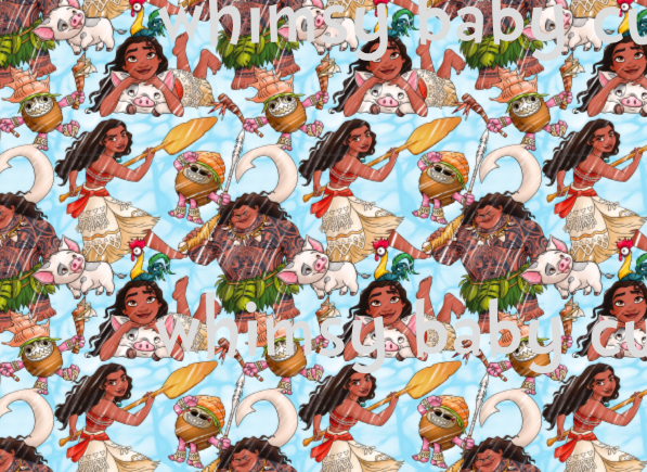 Monthly Group Preorder -  Moana Scribble Main Print Fabric