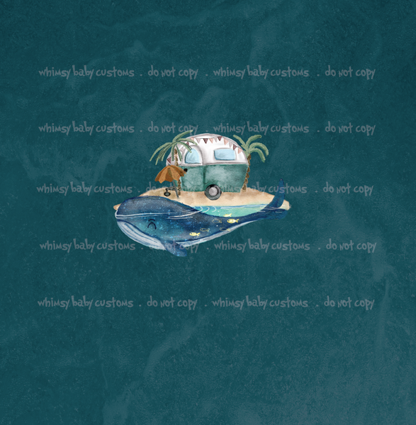 Monthly Group Preorder -  Watercolor Whale and Camper Main Print Fabric
