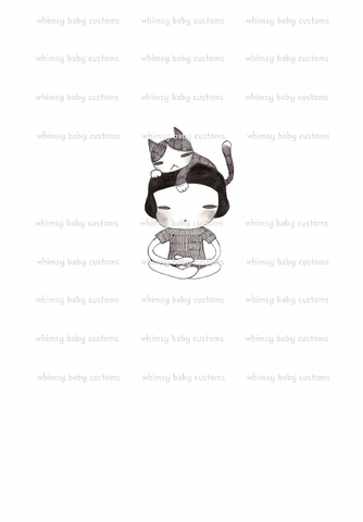 Monthly Group Preorder: Adult / Romper Panel Girl with Cat on Head