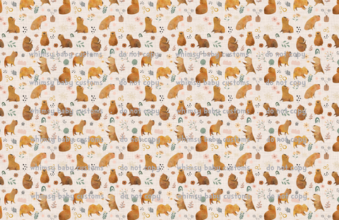 Flash Halloween / Fall Preorder 2024: Fabric Capybara on Beige