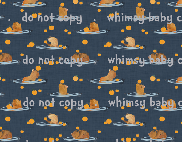 Flash Halloween / Fall Preorder 2024: Fabric Navy Linen Coordinate (Capybara)