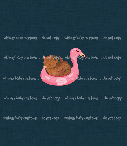 Flash Halloween / Fall Preorder 2024:  Child Panel Capybara Pink Floatie on Navy Linen