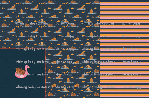 Flash Halloween / Fall Preorder 2024: Rapport Capybara on Pink Floatie (on Navy)