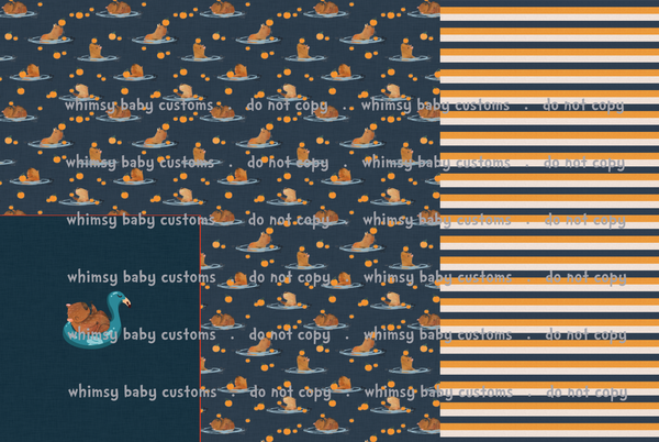 Flash Halloween / Fall Preorder 2024: Rapport Capybara on Blue Floatie (on Navy)