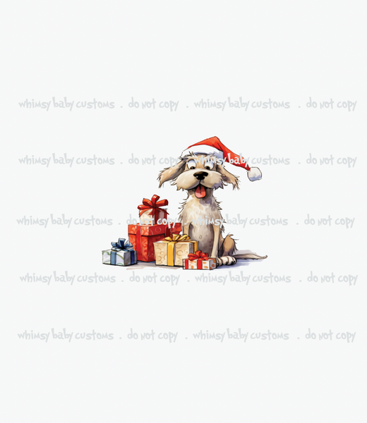 Child Panel Christmas Silly Christmas Dog with Presents