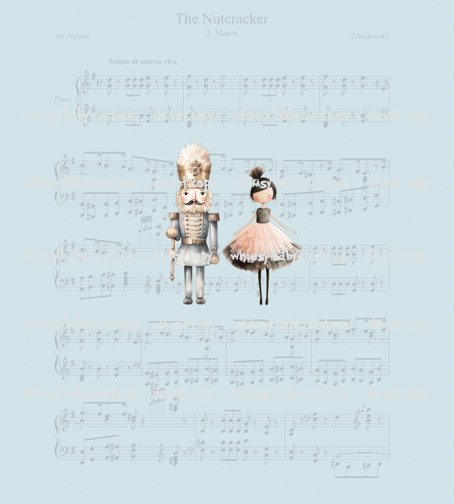 Child Panel Nutcracker and Ballerina on Sheet Music
