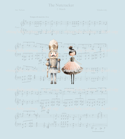 Child Panel Nutcracker and Ballerina on Sheet Music