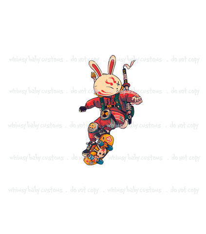 Monthly Group Preorder - Child Panel Hipster Bunny on Skateboard