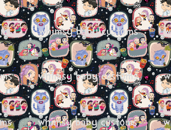 September 2025 Preorder -  Fabric Korean Music Movie Chibi Characters in Frames