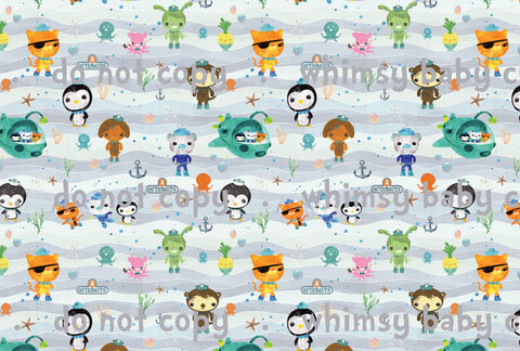 Fabric 8 Sea Characters ON VARIOUS BASES