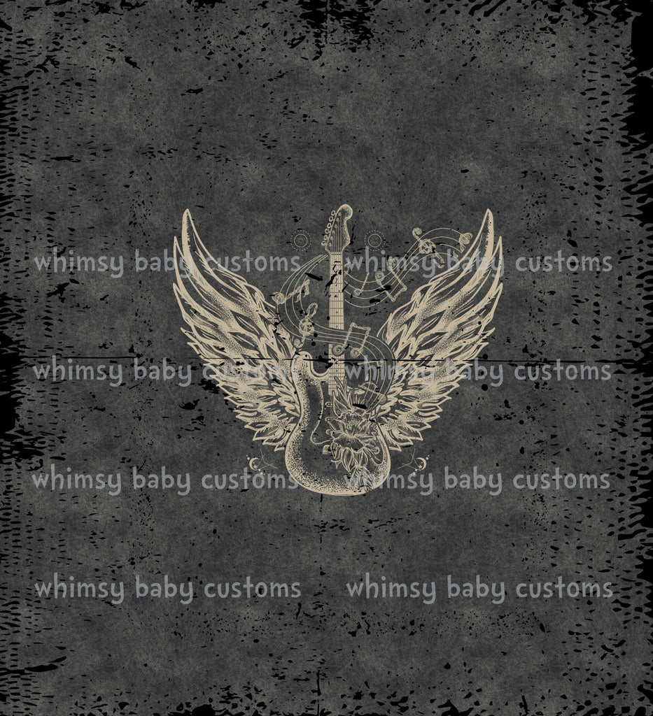 378 Child Panel Guitar with Wings on Grunge Black