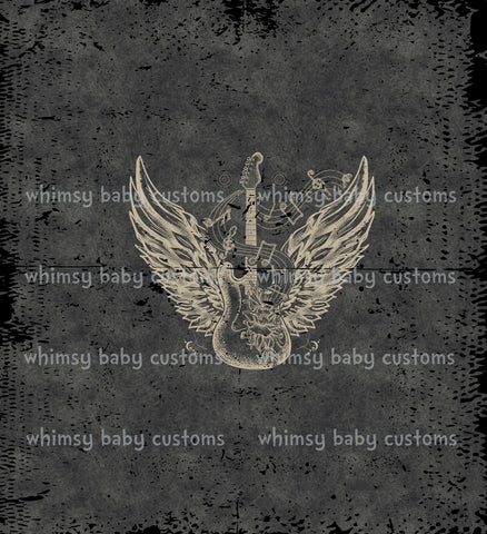 378 Child Panel Guitar with Wings on Grunge Black