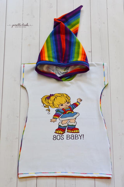 544 Bright Rainbow Girl 80's Baby Child Panel