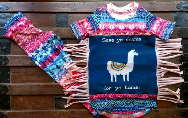 564 Save Yo Drama For Yo Llama Child Panel (Navy)