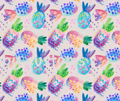 Watercolour Pineapples on PINK Linen