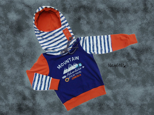 306 Child Panel Mountain Adventure on Faux Heather Navy