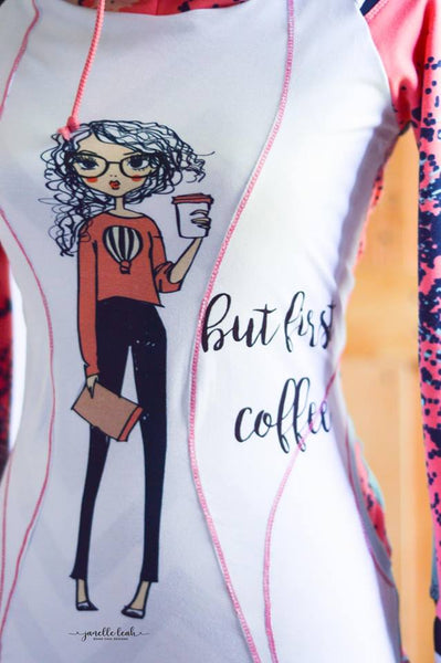 A1020 But First Coffee on White Adult / Romper Panel
