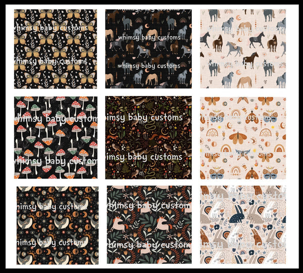 Boho Horses on Beige Fabric