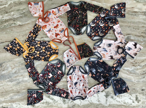 Boho Horses on Black Fabric