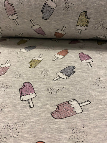 Fabric Glitter Popsicles on Heather Grey (Euro)