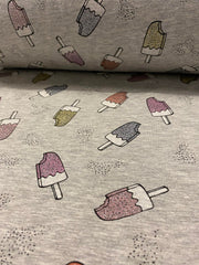 Fabric Glitter Popsicles on Heather Grey (Euro)