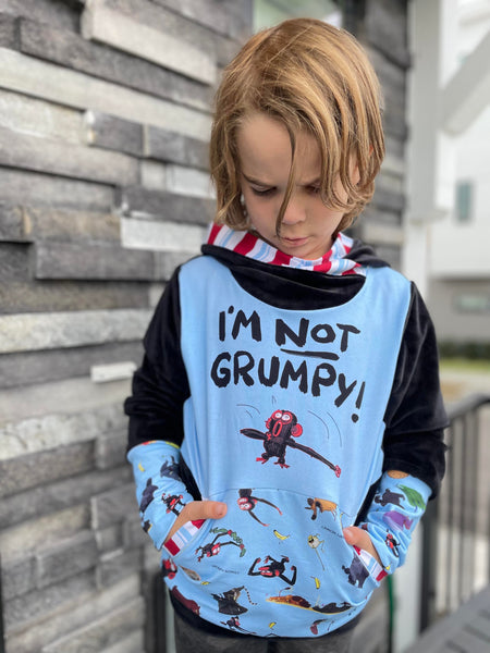 723 Child Panel I'm Not Grumpy Blue
