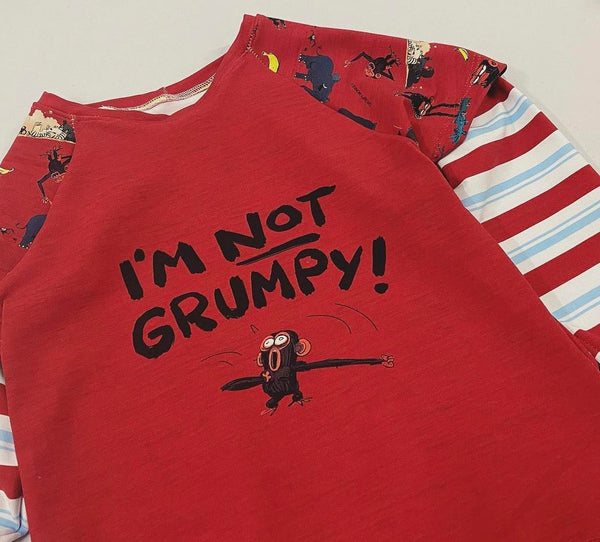724 Child Panel I'm Not Grumpy Red