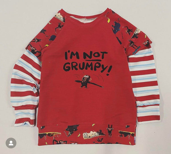 724 Child Panel I'm Not Grumpy Red
