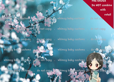 Cityscape Fabric Girl Spring blossoms