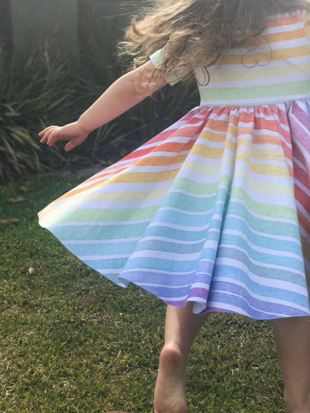 Fabric Pastel Watercolour Rainbow Stripes