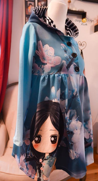 Cityscape Fabric Girl Spring blossoms