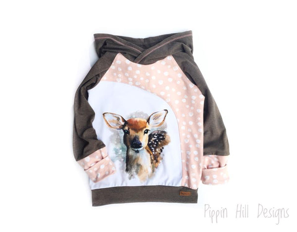 A1023 Watercolour Deer Adult/Romper Panel