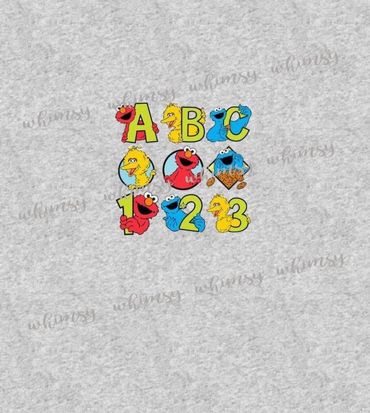 868H Child Panel SS ABC 123 on Heather