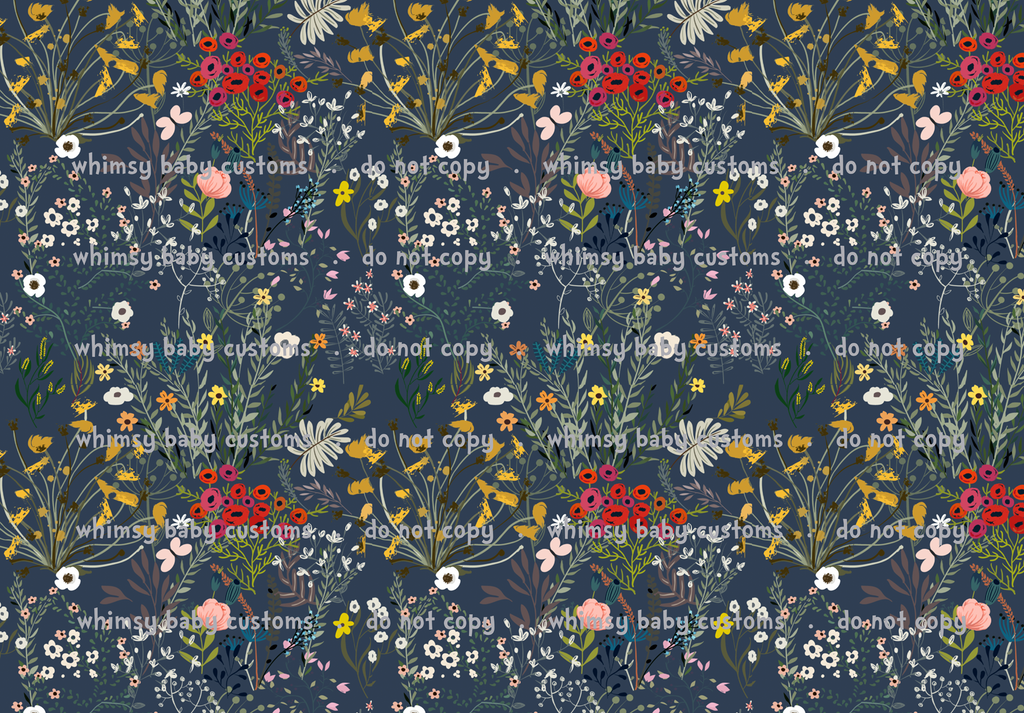 April 2026 Preorder - Fabric Wildflowers on Navy