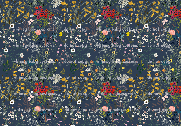 April 2026 Preorder - Fabric Wildflowers on Navy