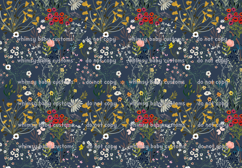 April 2026 Preorder - Fabric Wildflowers on Navy