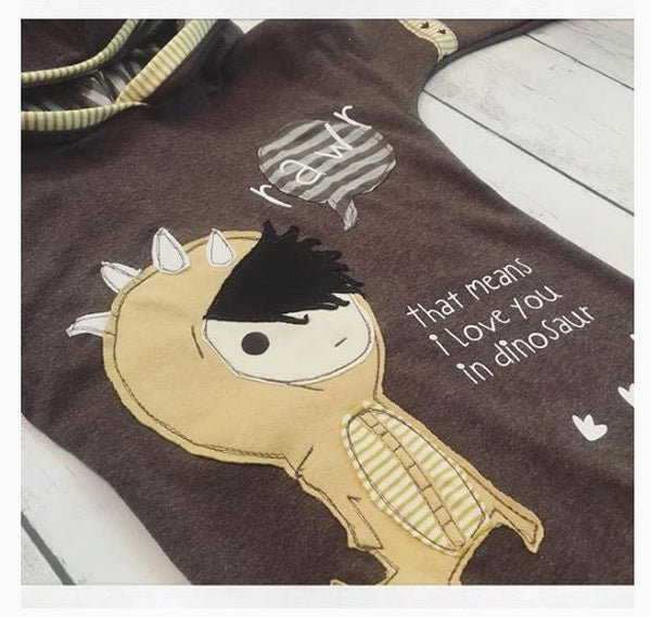 Dino Boy (Rawr Means I Love You) Applique Tutorial Only